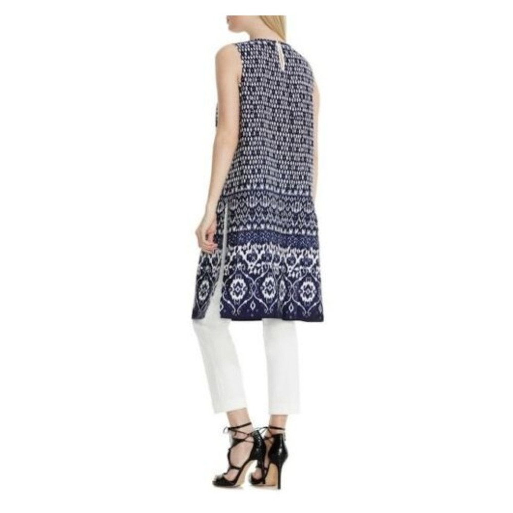 NWT Vince Camuto Diamond Lantern Print Tunic, Blue - Picture 4 of 5